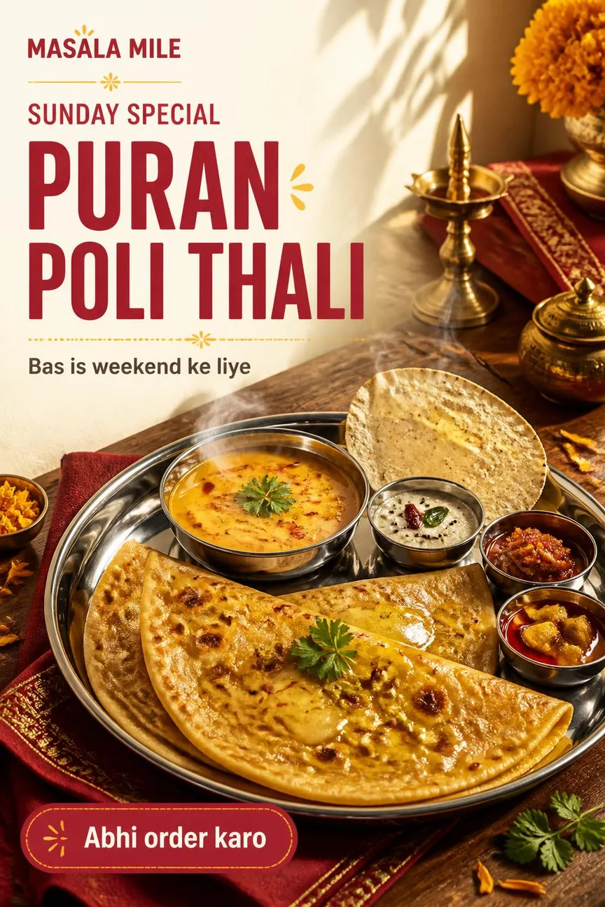 Masala Mile: Sunday special thali with puran poli, only this weekend.
